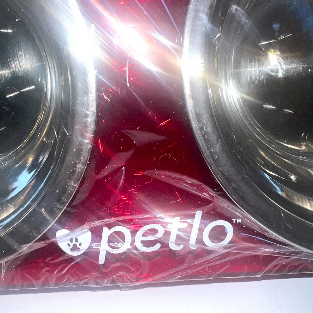 Petlo Red Acrylic Pet Feeder Stand Stainless Steel Bowls